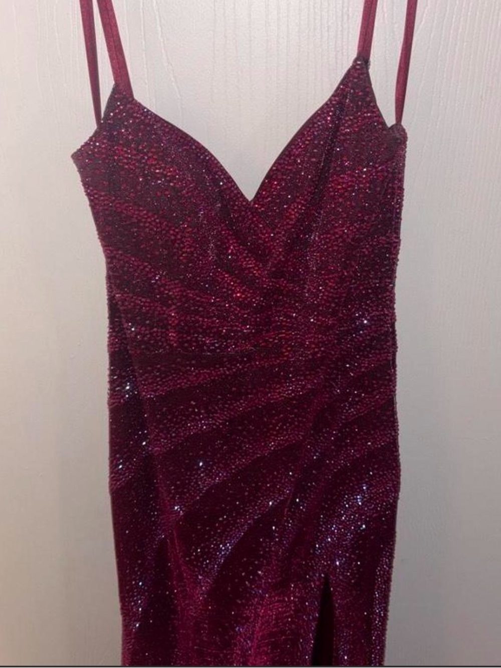 Sequin Burgundy Spaghetti-Strap Bodycon Dress